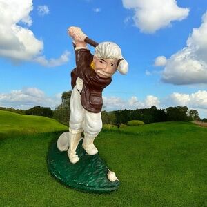 Heavy Metal Cast Iron John Wright Golfer USA Golf Doorstop 9.5
